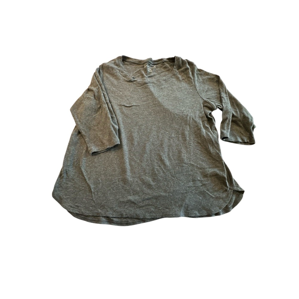 Gloria Vanderbilt Top Women's Pullover XXL Shirt Gray Relaxed‎ Fit Long Sleeve